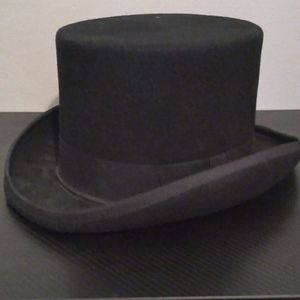 Stylish beautiful black top hat 57cm- 7 1/4"